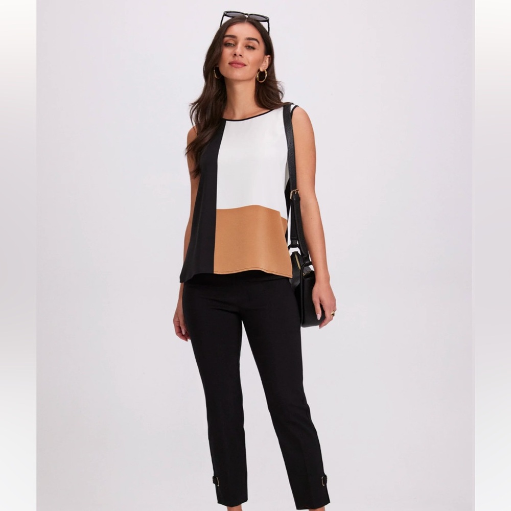Laura Colour Block Sleeveless Tank Top Black
